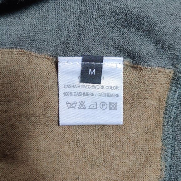 Joseph Grey Green Color Block Cashmere Crewneck Pullover Sweater Small Medium - Picture 6 of 7